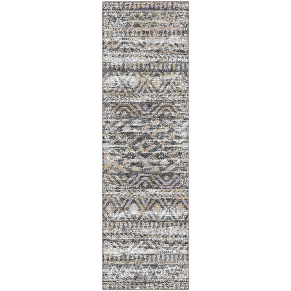 Mayfield Premium Machine Washable Abstract AMF1997 Gray 2 ft. x 7 ft. Runner Rug price history on PriceWatchPro