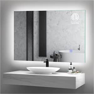 40 in. W x 32 in. H Large Rectangular Frameless Anti-Fog Backlit LED Light Wall mounted Bathroom Vanity Mirror
