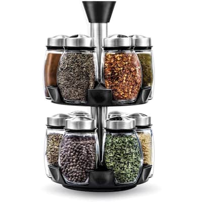 Spice Jar Rack with 12-Durable Glass Jars