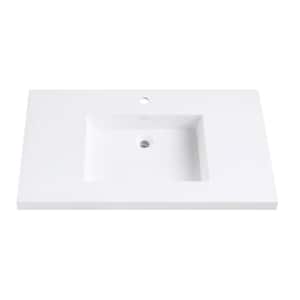 VersaStone 37 in. W x 22 in. D x 2 in. H Solid Surface Single Basin Vanity Top in White