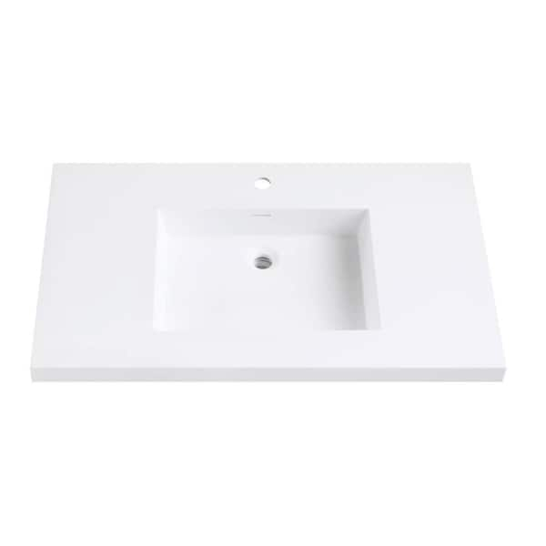 Avanity VersaStone 37 in. W x 22 in. D x 2 in. H Solid Surface Single Basin Vanity Top in White