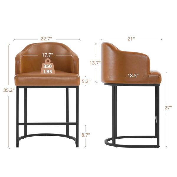 LUE BONA Crystal Yellowish-Brown 26 in.Counter Height Fabric
