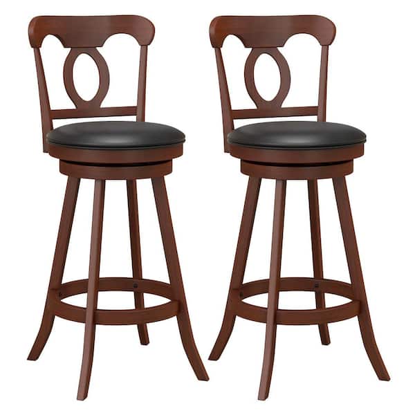 Costway 30 in. Bar Stools Swivel Bar Height Chairs with Footrest for Kitchen Pub (Set of 2)