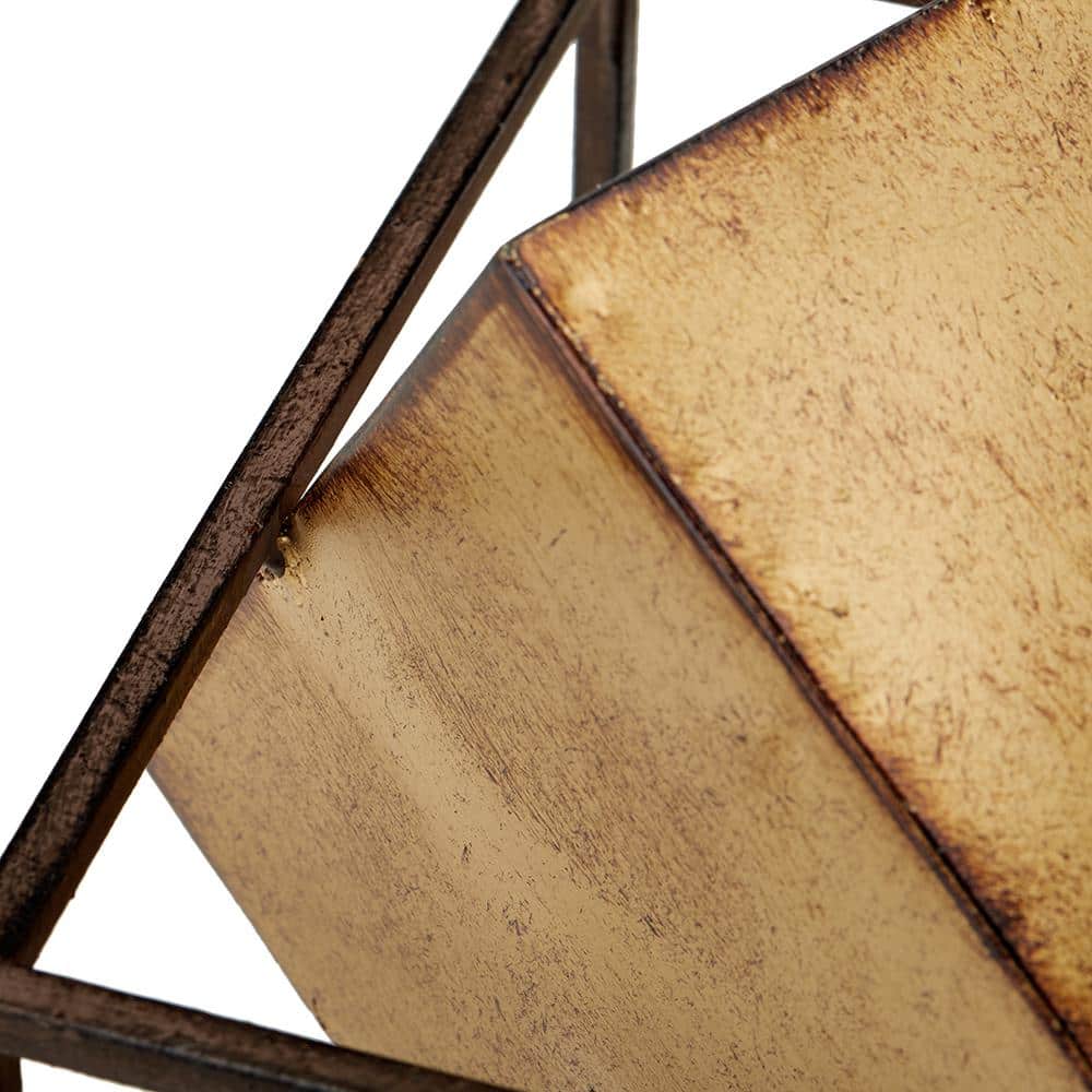 Gold and Black Metal Geometric Cube Decor Set, 3-Piece