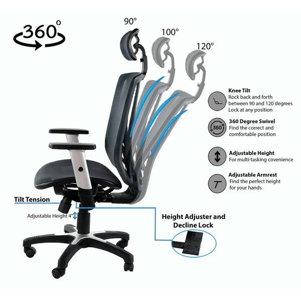 Office Mesh Chair Gas Lift Tilt Tension Back Support Adjustable 360° Swivel Desk 