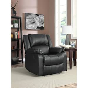 Preston 38 in. Width Black Faux Leather 1 Position Recliner