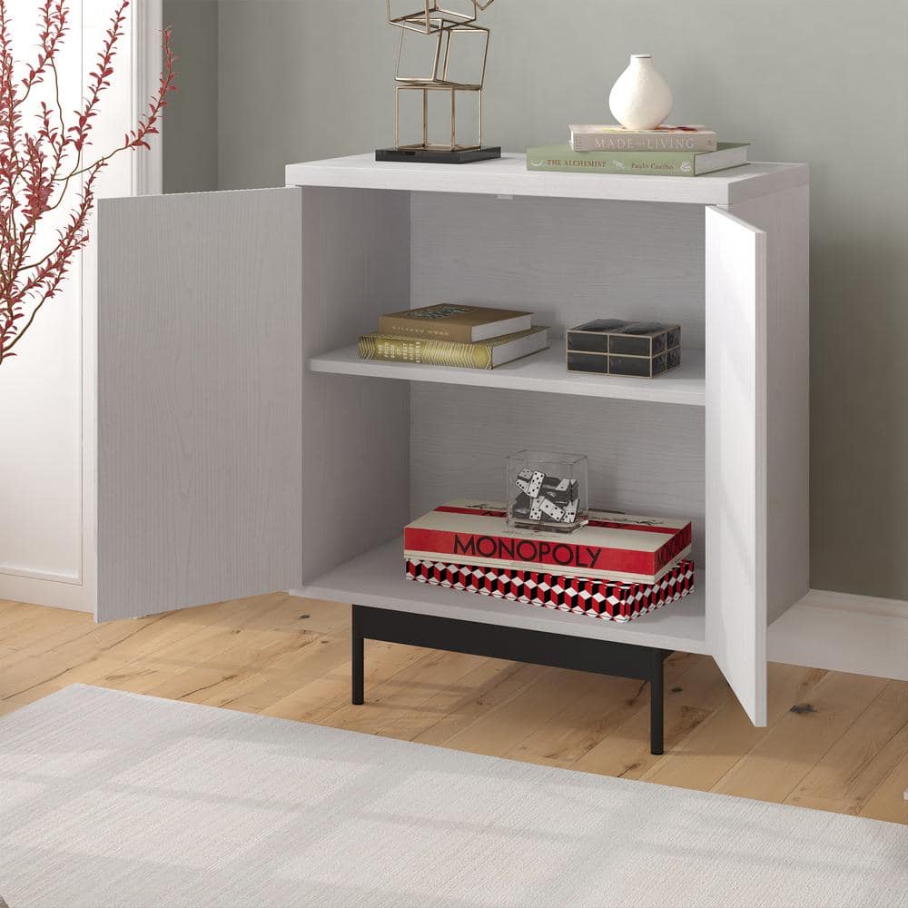Whitman 28" White Ridged MDF Accent Cabinet with Adjustable Shelving