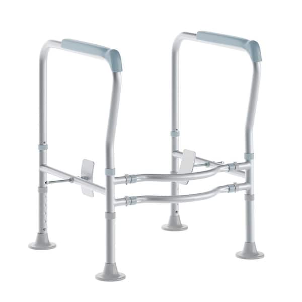 Hercules 27.25 in. x 21.5 in. Toilet Safety Frame Elevated Toilet Seat with Adjustable Arms in Silver/Gray