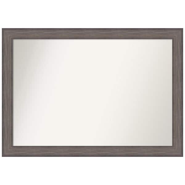 Amanti Art Medium Rectangle Distressed Brown Modern Mirror (34.25 in. H x 48.25 in. W)