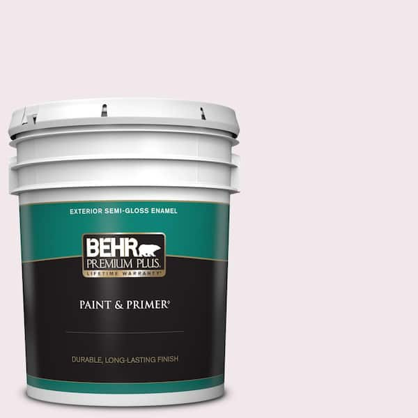 BEHR PREMIUM PLUS 5 gal. #650A-1 Rose Fantasy Semi-Gloss Enamel Exterior Paint & Primer