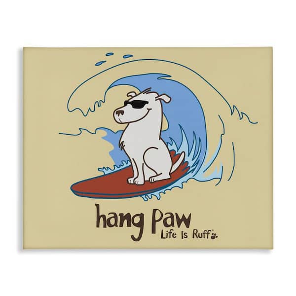 Stupell Industries Hang Paw Surfing Dog by LIR Unframed Animal Graphic Art Print 36 in. x 48 in.