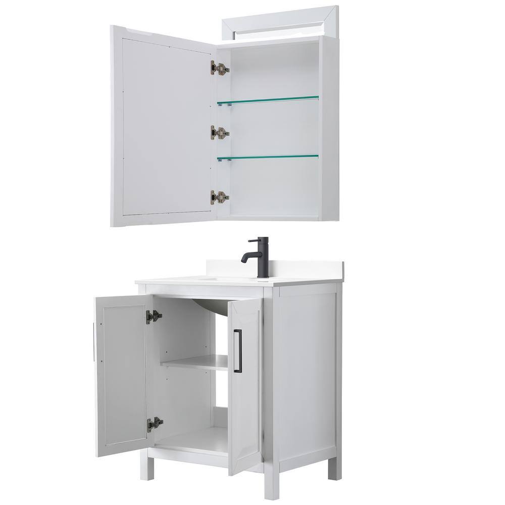Daria 30" White Freestanding Single Vanity with Cultured Marble Top