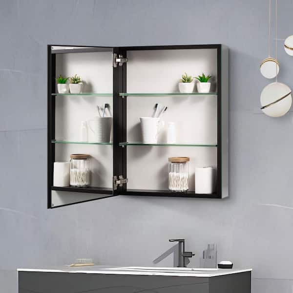 MEDUNJESS ASY 20 in. W x 26 in. H Rectangular Frameless Recessed or Surface Mount Medicine Cabinet with Mirror