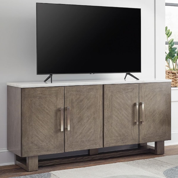 Signature DESIGN BY ASHLEY Loyaska Grayish Brown/White TV Stand