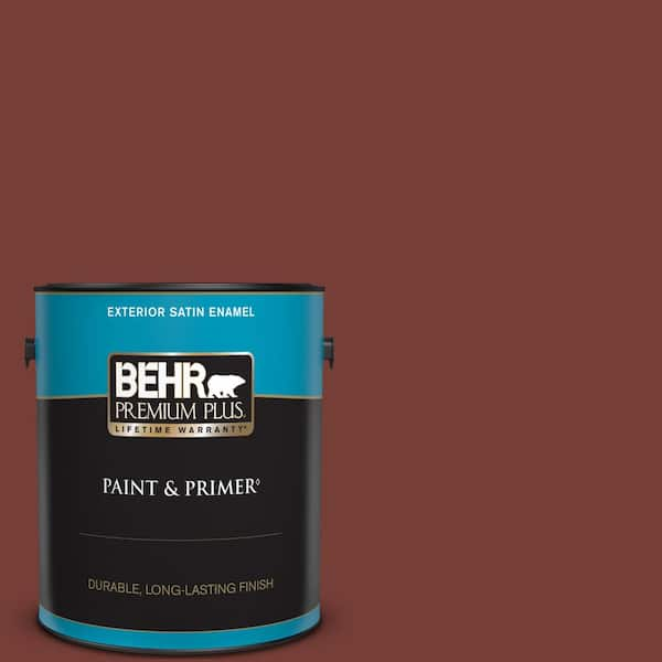 BEHR PREMIUM PLUS 1 gal. #BXC-76 Florence Red Satin Enamel Exterior Paint & Primer