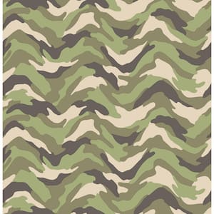 Stealth Green Camo Wave Strippable Wallpaper (Covers 56.4 sq. ft.)