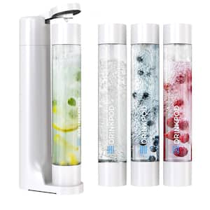 FIZZPod White One Touch Sparking Soda Maker Machine with 3-Bottles