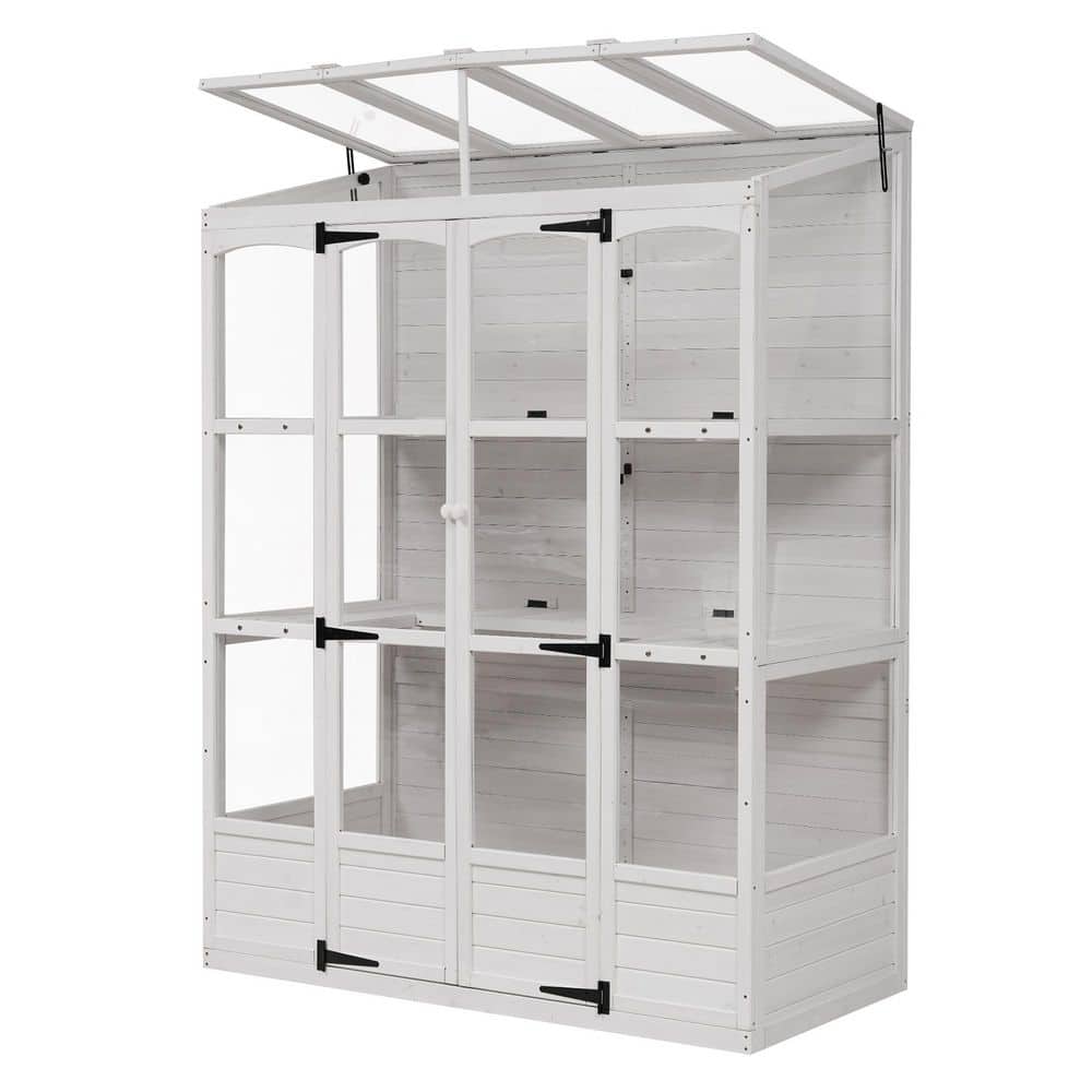29.1 in. W x 57.9 in. D x 78.1 in. H White Walk-in Greenhouse Cold Frame wi