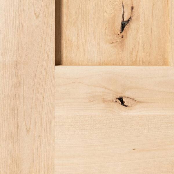 Krosswood Doors - 36 in. x 80 in. Craftsman 2-Panel 6-Lite Clear Low-E Knotty Alder Unfinished Wood Front Door Slab