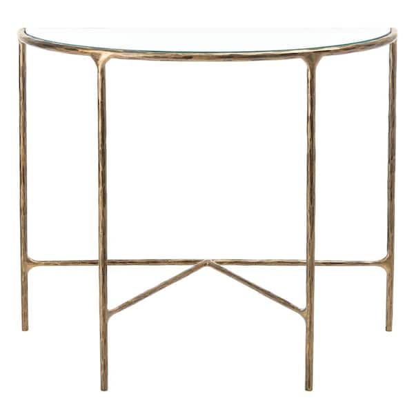 SAFAVIEH Jessa 18 in. Brass Rectangle Metal Console Table