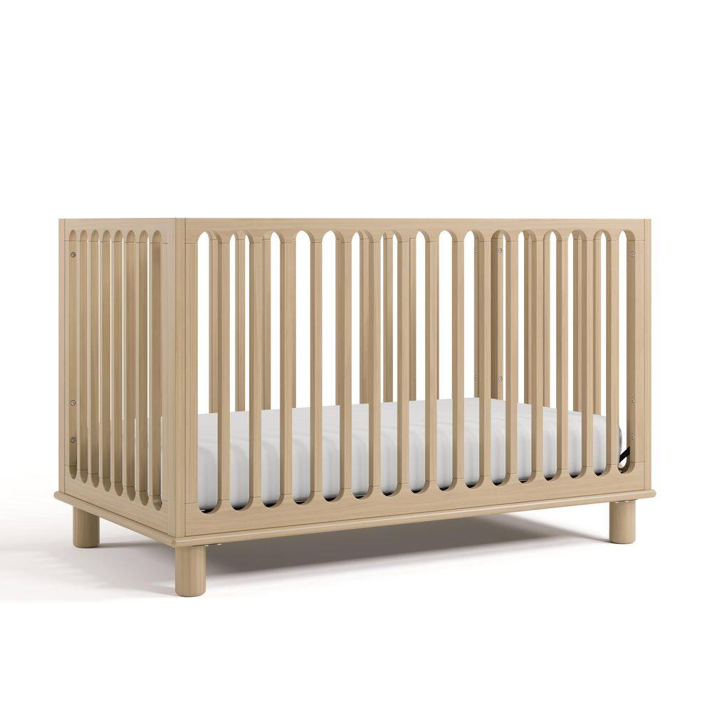 Sicily Driftwood 3-in-1 Convertible Crib with Bonus Toddler Guardrail