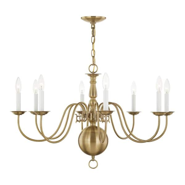 Livex Lighting Williamsburgh 8-Light Antique Brass Chandelier