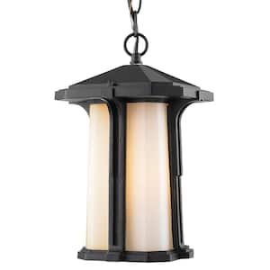 Harbor Lane 15 in. 1-Light Black Outdoor Hardwired Weather Resistant Pendant Light with No Bulbs Included