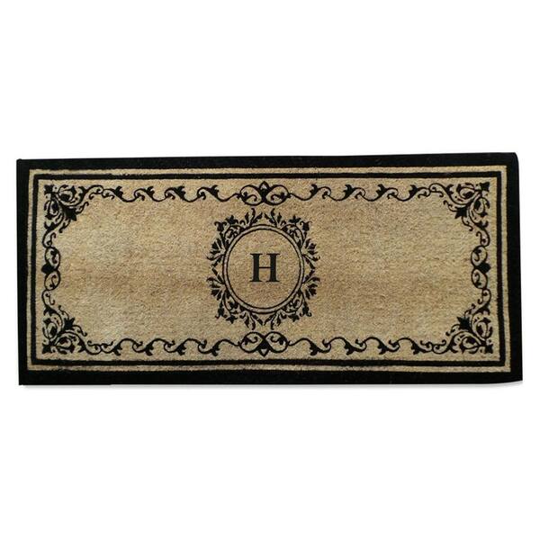 Unbranded A1HC First Impression Elegant 24 in. x 57 in. Coco Fiber Extra Thick Double Door Mat-Monogrammed H