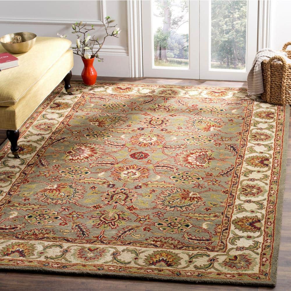 Celadon Ivory High Pile Wool Handmade Rug