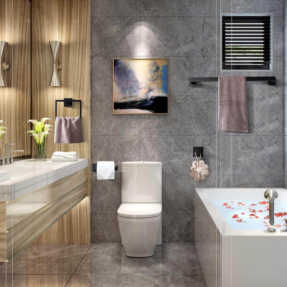Matte Black 5-Piece Stainless Steel Bathroom Hardware Set