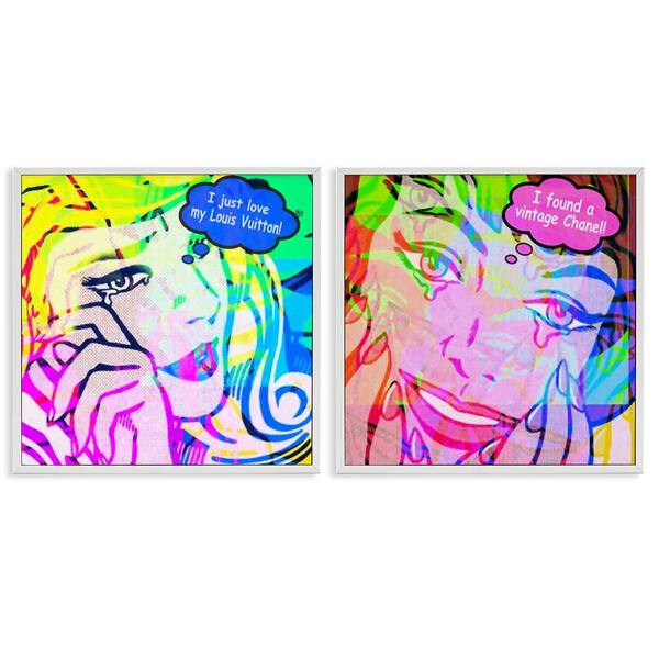 Crying Comic Fashionistas by Graffi*tee Studios 2 Pieces White Framed People Giclee Art Print 24 in. x 24 in.