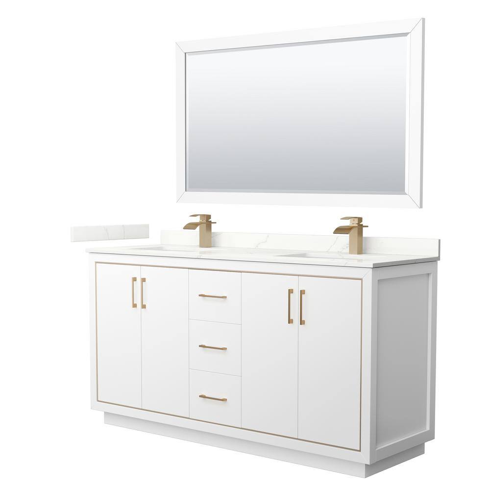 Icon 66 in. W x 22 in. D x 35 in. H Double Bath Vanity in White with Giotto Quartz Top and 58 in. Mirror price history on PriceWatchPro