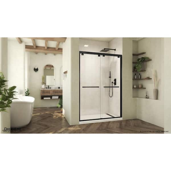 DreamLine Abbey 50 in. to 54 in. W x 76 in. H Frameless Sliding Bypass Shower Door in Matte Black