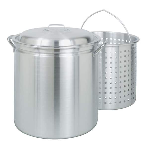 Ridged Stainless Steel Boiling Pot with Basket and Lid - Assorted
