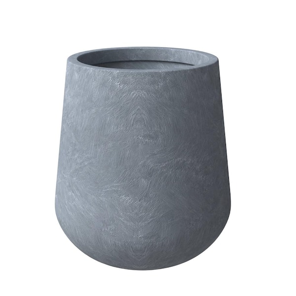 Leisuremod Orchid Modern Fiberstone and Clay Decorative Round Plant Pot with Drainage Holes (Aged Concrete, 7 in. Wide)