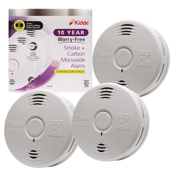 3-Pack KIDDE Smoke and Carbon Monoxide Combination Detector 10-Year Battery 