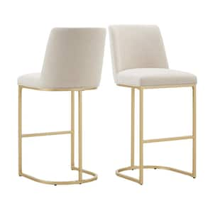 29.88 in. Beige Metal Bar Stool (Set Of 2)