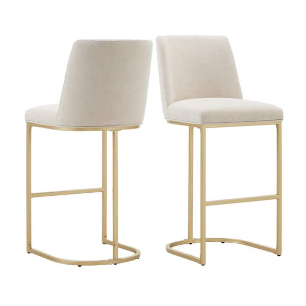 HomeSullivan 29.88 in. Beige Metal Bar Stool (Set Of 2)