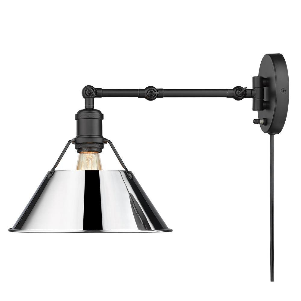 Modern Black Articulating Sconce with Chrome Shade
