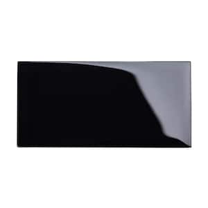 3 in. x 6 in. x 8 mm Black Glass Subway Tile Sample