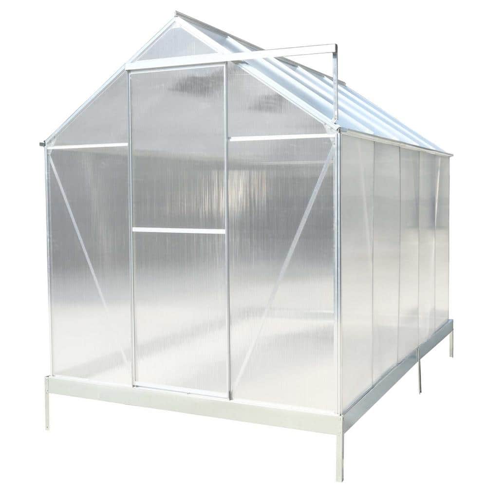 6 ft. x 10 ft. x 8 ft. Polycarbonate Greenhouse, Heavy Duty Outdoor Aluminu