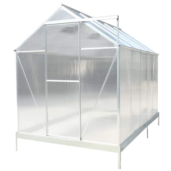 6 ft. x 10 ft. x 8 ft. Polycarbonate Greenhouse, Heavy Duty Outdoor Aluminum Walk-in Green House Kit