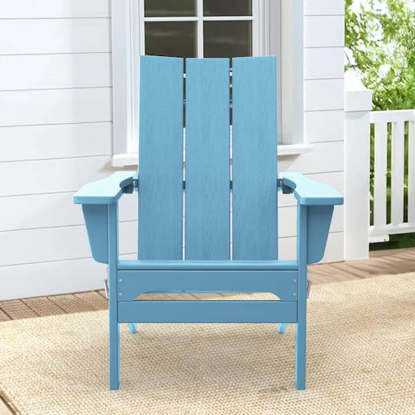 JEAREY Light Blue Classic Folding HDPE Plastic Adirondack Chair (1-Pack)