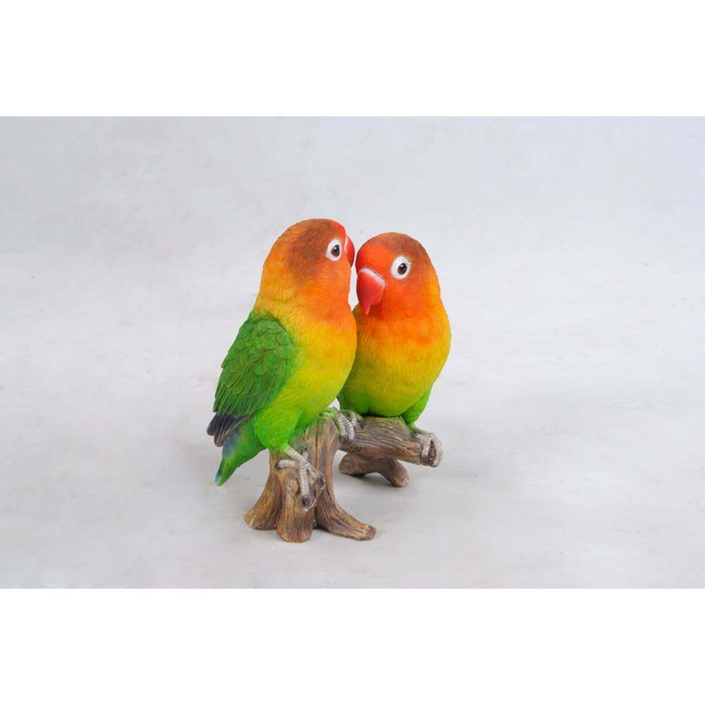 Glossy Multicolor Parrots on Branch Garden Statue