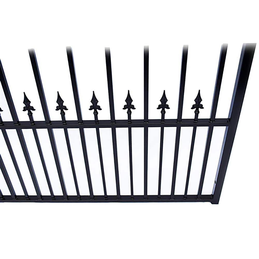 Prague Style Black Steel Arched Driveway Gate with Pedestrian Gate