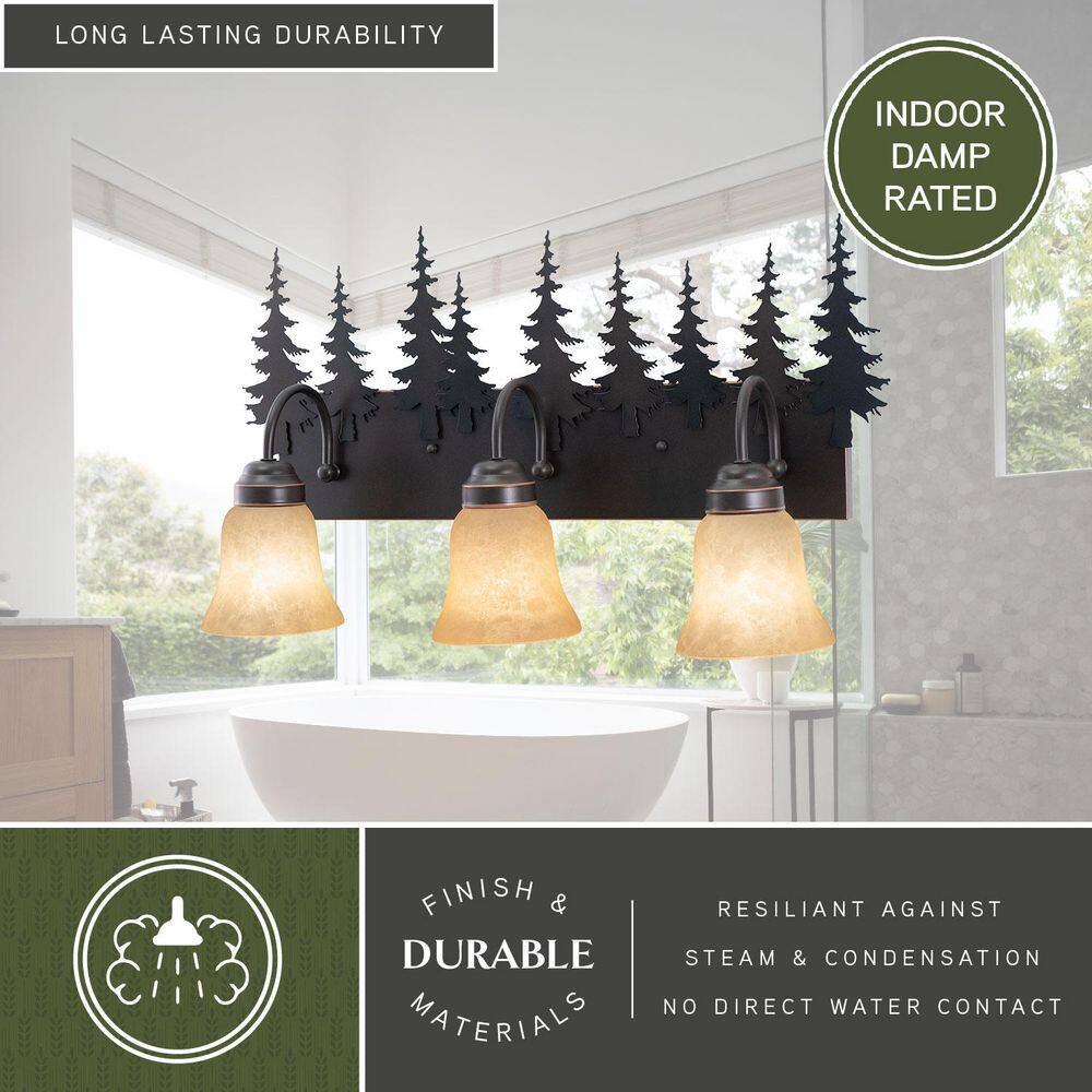 Rustic Burnished Bronze 3-Light Tree Vanity Fixture