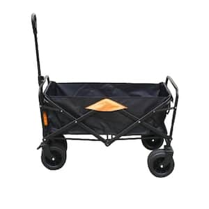 23.60 in. H Black Steel Extra Large Capacity Collapsible Wagon Garden Cart, Heavy-Duty Utility Outdoor Carts Foldable