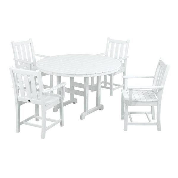 POLYWOOD Traditional Garden White 5-Piece Plastic Outdoor Patio Dining Set