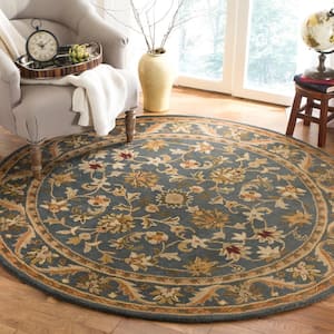Antiquity Blue/Gold 6 ft. x 6 ft. Round Border Area Rug