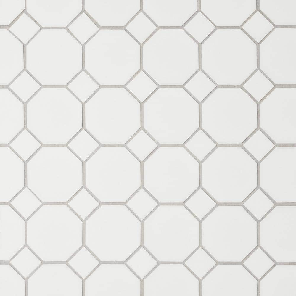 White Matte Porcelain Octagon Mosaic Tile 2x2